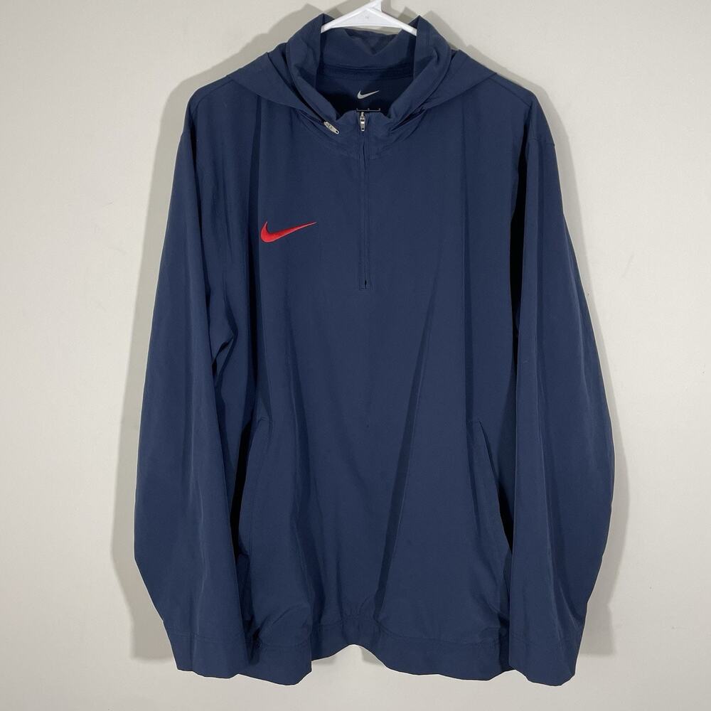 Nike Coaches Jacket Mens Large College Navy Blue & Red Pullover DV6754-423